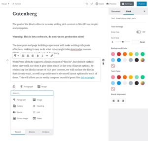 Gutenberg : un <b>avenir radieux</b> pour WordPress ? 1 Page WordPress éditée avec Gutenberg