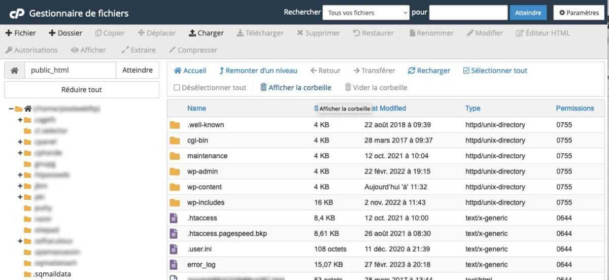 Gestion des fichiers dans le cPanel O2SWITCH