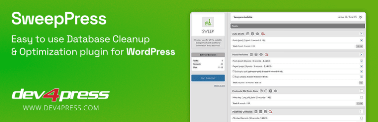 Accueil 4 SweepPress : allégez votre base de données WordPress