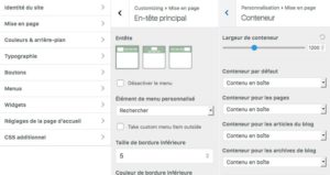 Astra thème gratuit : un <b>bon compagnon</b> pour Elementor 2 La partie Customizer du thème ASTRA pour WordPress