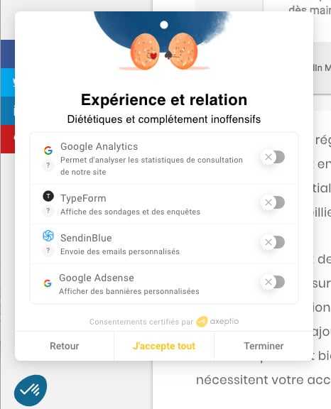 Axeptio : des cookies RGPD <b>a croquer sans retenue !</b> 5 Axeptio - Exemple d'acceptations
