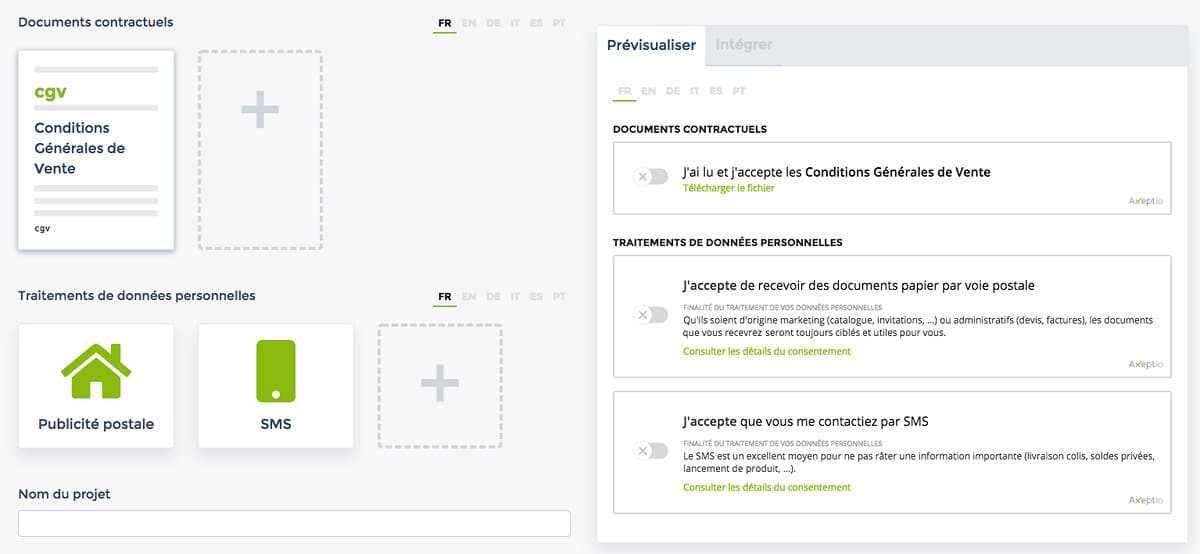 Axeptio : des cookies RGPD <b>a croquer sans retenue !</b> 1 Axeptio - Réglages