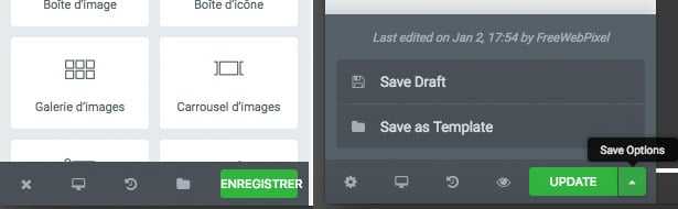 Elementor v1.9 : <b><i>une interface qui bouge</i></b> et des dents qui grincent 1 Elementor v1.9 - Enregistrer