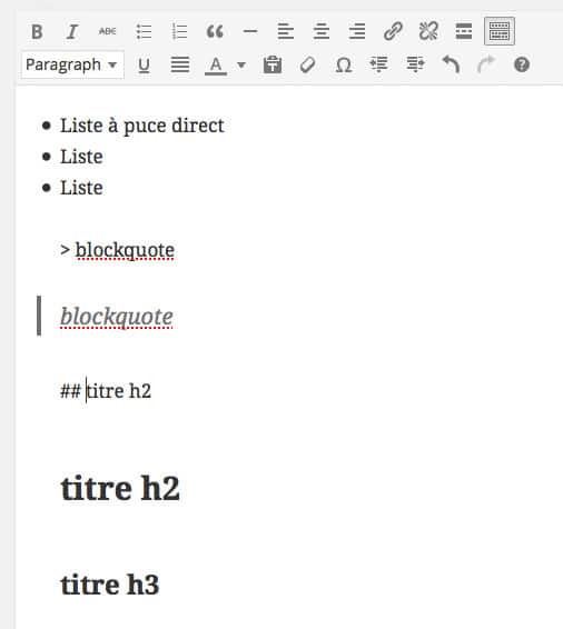 WordPress 4.3 : <b>quoi de neuf ?</b> 5 Transformations automatiques dans TinyMCE