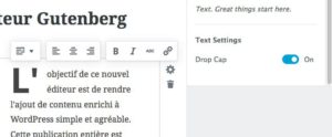 Gutenberg : un <b>avenir radieux</b> pour WordPress ? 2 Création de lettrine avec Gutenberg - WordPress