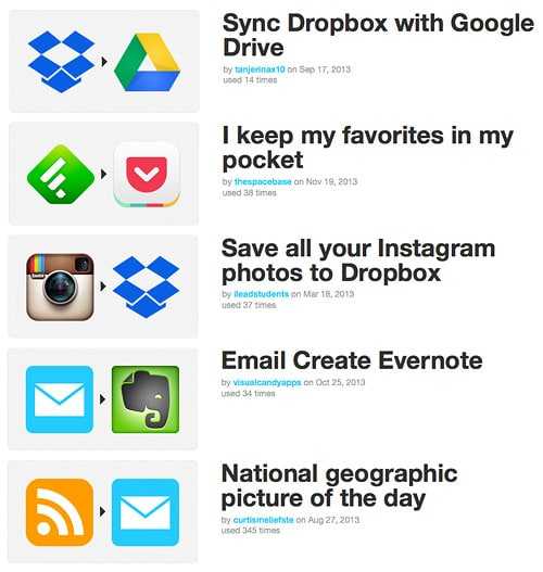 Exemples de recettes avec IFTTT