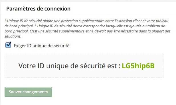 Superviser des sites <b>WordPress</b> avec <b>MainWP</b> 3 Clé de sécurité dans MainWP Client