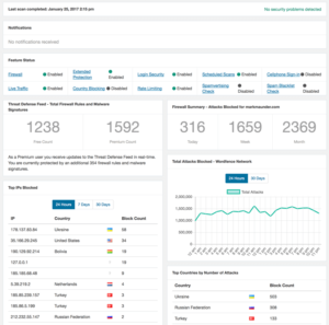 Le nouveau tableau de bord WordFence