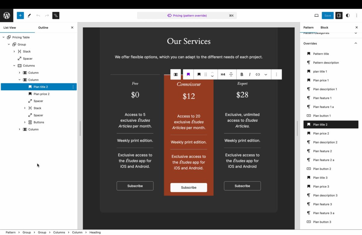 WordPress v6.6 : <b>grand ménage d’été !</b> 11 WordPress v6.6 - Dispositions de l'éditeur Gutenberg