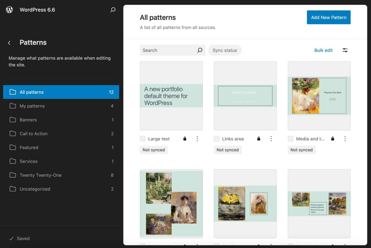 WordPress v6.6 : <b>grand ménage d’été !</b> 5 WordPress v6.6 - Librairie de compositions