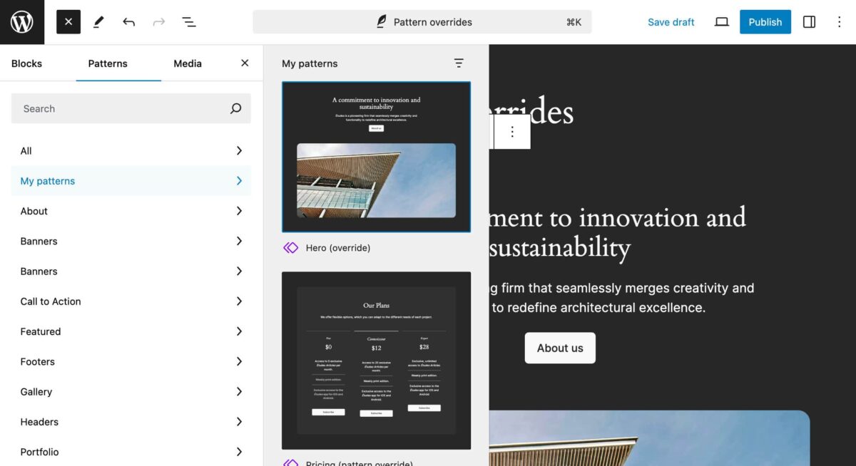 WordPress v6.6 : <b>grand ménage d’été !</b> 2 WordPress v6.6 - Personnalisation de composition