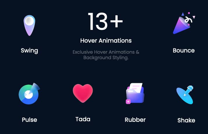 Xpro Addons For Elementor : un pack complémentaire <b>très utile !</b> 2 Animations au survol des icônes de la boîte à icône.