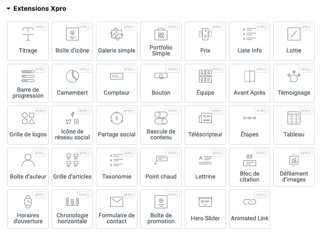 Xpro Addons For Elementor : un pack complémentaire <b>très utile !</b> 1 Xpro Widgets Elementor